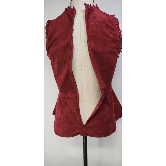 ALYA Women's Red Faux Suede Peplum Tank Top Size XS - Picture 9 of 9